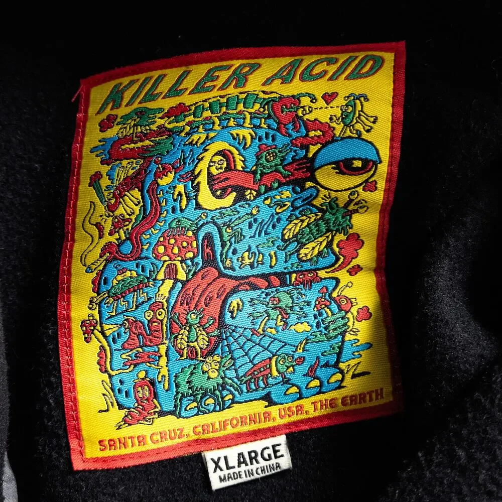 Killer Acid Buzz Off Fleece Jacket Size XL Black Graphic Streetwear - Picture 9 of 9